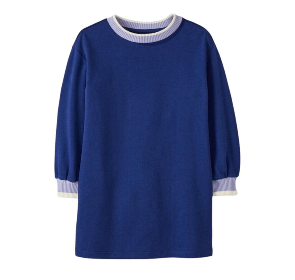 🆕 Hanna Andersson NWT French Terry Navy Lavender Dress. Size 4